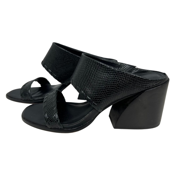 Vince Camuto Black Leather Snake Skin Kafinny Sandal Stacked Block Heel Size 7M - Picture 6 of 11